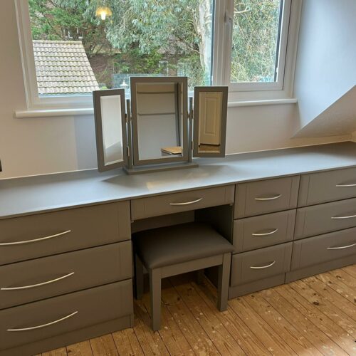 Stone Grey Bespoke Dressing Table with Matching Mirror